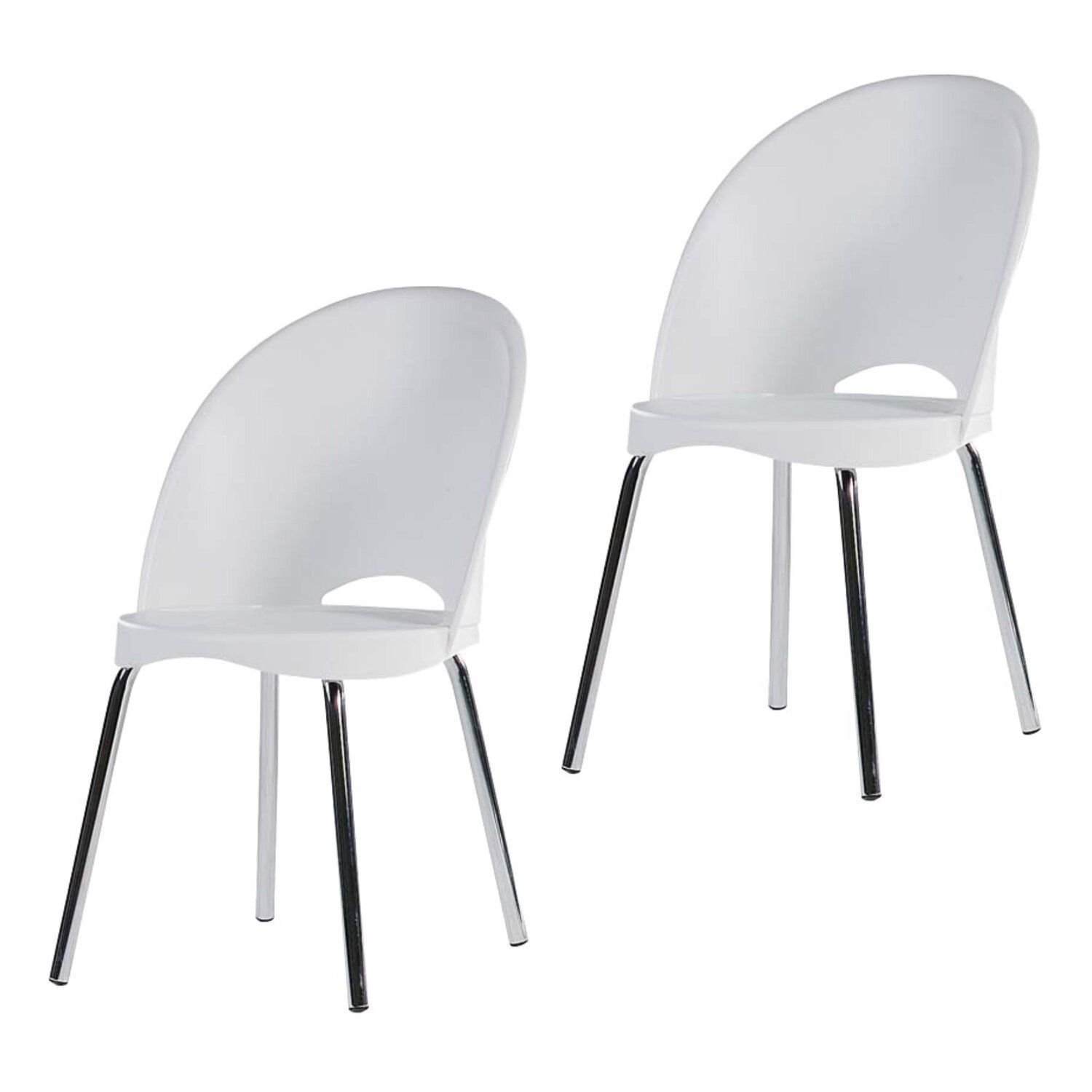 Kit 2 Cadeiras Base Tubular Fixa Boston Cromado/branco