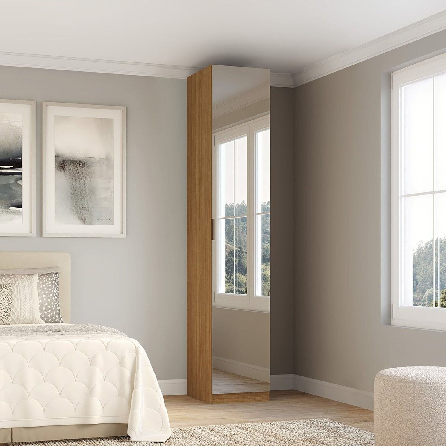 Guarda-roupa 1 Porta Com Espelho 100% Mdf Altezza Freijó