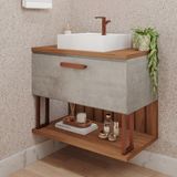 Gabinete Suspenso Com Cuba 80,3cm X 73cm Mari Espresso Móveis Cimento