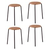 Conjunto 4 Banquetas Para Sala De Jantar Cumbuca Preto/nature