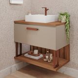Gabinete Suspenso Com Cuba 80,3cm X 73cm Mari Espresso Móveis Cappuccino