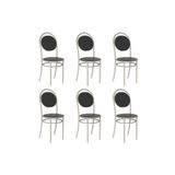 Cadeira Sala De Jantar 190 Aço Kit 6 Uni Prata/courano Preto - Carraro