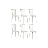 Cadeira Sala De Jantar 154 Aço Kit 6 Uni Prata/courano Branco - Carraro