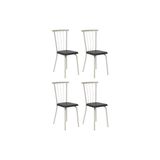 Cadeira Sala De Jantar 154 Aço Kit 4 Uni Prata/courano Preto - Carraro