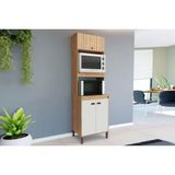 Paneleiro De Cozinha Torino C/ 3 Portas 63cm Mel/off White - Movelbento