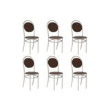 Cadeira Sala De Jantar 190 Aço Kit 6 Uni Prata/courano Cacau - Carraro