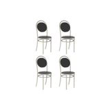 Cadeira Sala De Jantar 190 Aço Kit 4 Uni Prata/courano Preto - Carraro