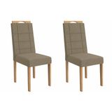 Cadeira Sala De Jantar Flora 2cad161 Madeirado Kit 2 Un Carvalho/boucle Bege Fendi - Kappesberg