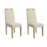 Cadeira Sala De Jantar Flora 2cad161 Madeirado Kit 2 Un Carvalho/linho Bege Argila - Kappesberg