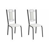 Cadeira Sala De Jantar Florença 2c005prf Aço Kit 2 Un Preto/ano Branco - Kappesberg
