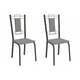 Cadeira Sala De Jantar Florença 2c005prf Aço Kit 2 Un Preto/boucle Cinza - Kappesberg