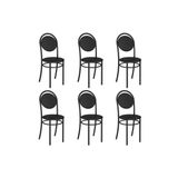Cadeira Sala De Jantar 190 Aço Kit 6 Uni Preto/courano Preto - Carraro
