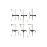Cadeira Sala De Jantar 154 Aço Kit 6 Uni Prata/courano Preto - Carraro