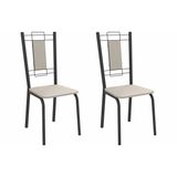 Cadeira Sala De Jantar Florença 2c005prf Aço Kit 2 Un Preto/ano Bege - Kappesberg