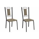 Cadeira Sala De Jantar Florença 2c005prf Aço Kit 2 Un Preto/boucle Bege Fendi - Kappesberg