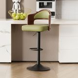Banco De Bar Daluvenix Swivel Swivel Wooden Estofado Em Couro Pu Verde