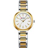 Relógio Feminino Minimalista Dial Quartzo Design Fino À Prova Dagua Branco Dourado