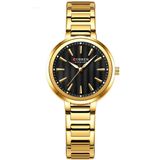 Relógio Feminino Minimalista Dial Quartzo Design Fino À Prova Dagua Preto Dourado
