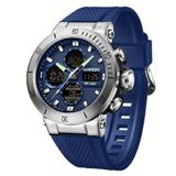 Relógio De Pulso Esportivo Masculino De Moda Com Display Duplo, Alarme Azul