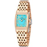 Relógio Feminino Quartzo Design Fino Elegante Com Strass Em Aço Inoxidavel Impermavel Azul Dourado