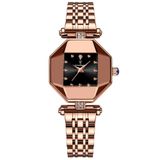Relógio Feminino De Quartzo Casual Design Criativo Em Aço Inoxidável À Prova Dagua Preto Dourado