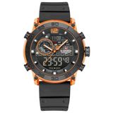 Relógio De Pulso Esportivo Masculino Display Duplo Multifuncional Digital A Prova Dagua Preto Laranja