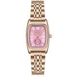 Relógio Feminino Vintage Pulseira Em Aço Mostrador Elegante Casual À Prova Dagua Rosa Dourado