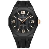Relógio Para Homem Pulseira De Silicone 3atm Resistente À Água Data Automática Preto Dourado