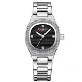 Relógio Feminino Casual De Quartzo Com Strass Em Aço Inoxidavel Impermeavel 3atm Prata