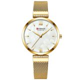 Relógio Minimalista Feminino Quartzo Pulseira Em Aço Design Elegante Casual Dourado