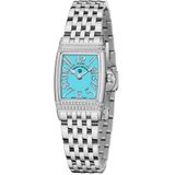 Relógio Feminino Quartzo Design Fino Elegante Com Strass Em Aço Inoxidavel Impermavel Azul Prata