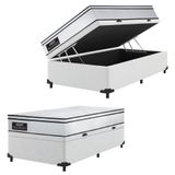 Cama Box Baú Solteiro Gazin Colchão Molas Ensacadas 88x188x65cm Maximus Branco