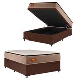 Cama Box Baú Casal Gazin Colchão Com Molas Ensacadas 138x188x75cm Azera Branco/bege