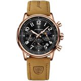 Relógio Esportivo Militar Masculino À Prova D&#39;agua Quartzo Multifuncional Dourado Rose