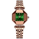 Relógio Feminino De Quartzo Casual Design Criativo Em Aço Inoxidável À Prova Dagua Verde Dourado
