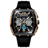Relógio De Quartzo Esportivo Masculino Dual Display Led Digital A Prova D&#39;água Dourado Rose