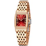 Relógio Feminino Quartzo Design Fino Elegante Com Strass Em Aço Inoxidavel Impermavel Vermelho Dourado