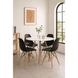 Conjunto Mesa Jantar Sala Cozinha Redonda Eiffel Mdf Branco 90cm E 4 Cadeiras Charles Eames Pretas Sofisticada