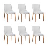 Kit 6 Cadeiras De Jantar Montana Estrutura Aço Carbono Laminado Natural Com Estofado Linho Cru