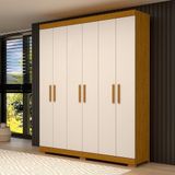Guarda-roupa Casal Canadá 6 Portas E 2 Gavetas 100% Mdf Linha Mobília Cinamomo/off White