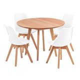Jogo De Mesa Redonda Para Cozinha Ou Sala Nina Saarinen Com 4 Cadeiras Ergonômicas