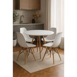 Jogo Mesa Sala Jantar Eames Eiffel 80cm Com 4 Cadeiras Eames Eiffel Branca Sofisticada