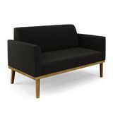 Sofá Namoradeira Base De Madeira Fixa Castanho Marisa Suede D03 - D?rossi Cor Preto