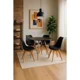 Conjunto Mesa Sala Cozinha Jantar Leda 80 Cm E 4 Cadeiras Leda Wood Preta.