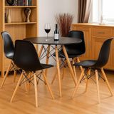 Jogo Mesa Eiffel Moderna 80cm E Cadeiras Eiffel Eames Preta Decore Com Estilo E Funcionalidade