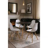 Jogo Mesa Eiffel Eames Moderna 80cm Preta Sala Jantar E 4 Cadeiras Eiffel Branca