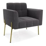 Poltrona Sala De Estar Pé De Ferro Dourado Elisa Bouclê D03 - D?rossi Cor Grafite