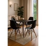 Conjunto Mesa Elegante Eiffel Preta Quadrada 80cm Com 4 Cadeiras Eiffel Eames Preto