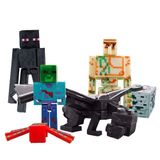 Cartela Minecraft Dragão Ender 5 Bonecos + 1 Bloco Zombie