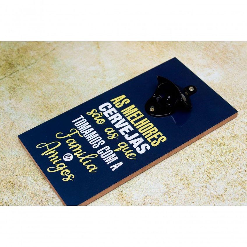Abridor Garrafas Parede Cerveja Amigos Mdf Com Imã 25x13 Cm - imagem 3